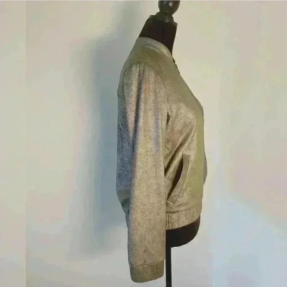 TWO by Vince Camuto Foiled Ponte Bomber Jacket XS - Picture 5 of 10